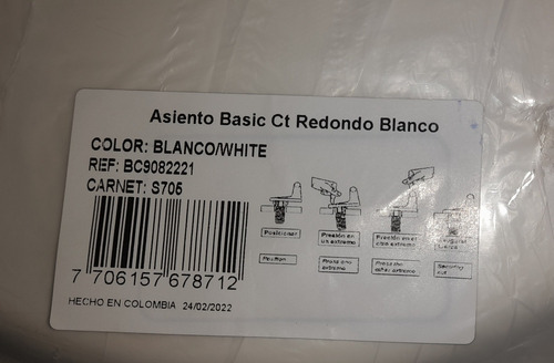 Imagen 4 de 5 de Asiento Sanitario O Poceta Basico Corona Redondo