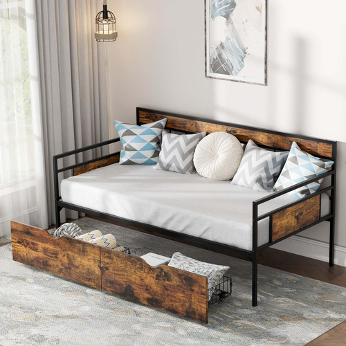 Tatub Sofá Cama Individual Con Cajones Marco De Sofá Cama De