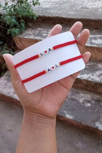 Pulseras Para Compartir Iniciales Parejas Amistad Violeta Oscuro 30 Cm 25 Cm