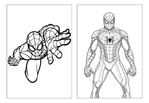 Kit 100 Desenhos Para Pintar E Colorir Homem Aranha Spiderman - Folha A4 !  2 Por Folha! - #0260