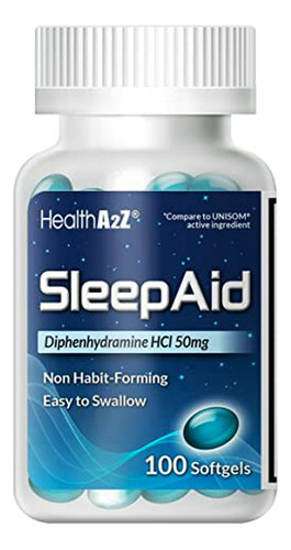 Healtha2z Ayuda Para Dormir, Cápsulas Blandas De Difenhidramina 50mg, Soporta Un Sueño Profundo Y Reparador (100 Unidades)