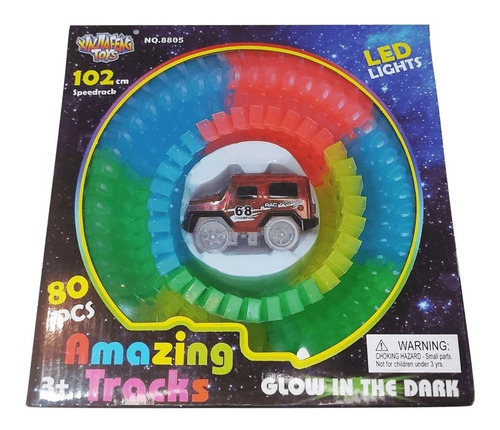 Pista Luminosa Flexible De Autos 80 Piezas Amazing Tracks 