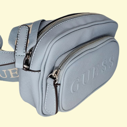 Crossboddy Guess Para Dama Light Blue 18x13x5 Azul Claro Liso Níquel Azul Claro