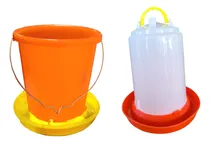 Comprar 2 Comederos Pollos Gallina 12kg Y 2 Bebederos 10 Lt Gallos Naranja