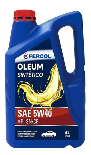 Aceite Fercol 5w40 Lubricante Sintetico 4l Cuota Maranello