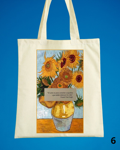 Bolso De Tela Lienzo Estampado Van Gogh, Variedades 40x35cm Beige Van Gogh - Variedad