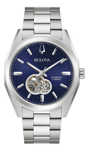 Reloj Bulova Classic 96a275 Hombre Analógico Automático Color de la malla Plateado Color del bisel Plateado Color del fondo Azul