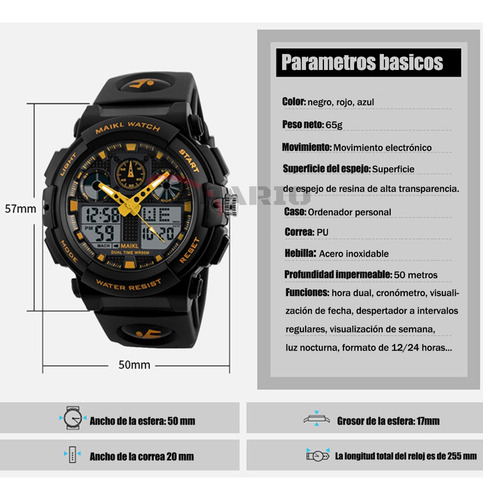 Imagen 3 de 8 de Relojes Para Pulsera Deportivo Sumergible Luminoso Hombre