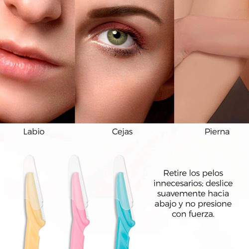 Set De 12 Navajas Perfiladoras De Cejas Colores Variados Multicolor