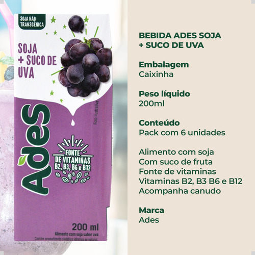 Ades Suco De Fruta Com Soja Sabores 200ml Pack Com 6 Un