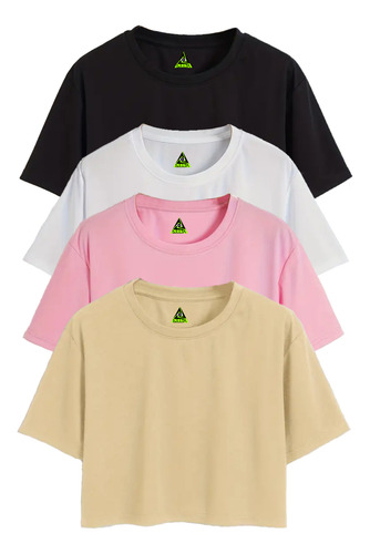 Pac De Playera Corta De Dama Crop Top Fit Ombligera Algodon