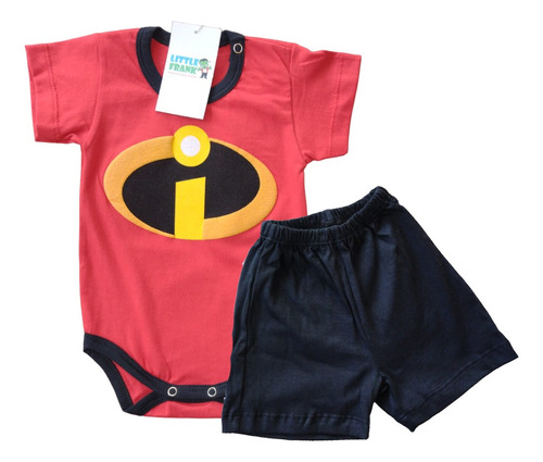 Conjunto Bebe Body Los Increibless Manga Corta Y Short