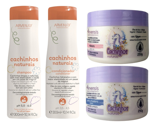 Kit Arvensis Cachinhos Shampoo Cond Geleia Forte Masc Crespo