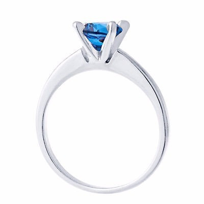 Anillo Acero Corte Princesa Piedra Azul
