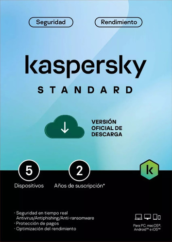 Kaspersky Antivirus Standard  2024 / 5 Pcs  2 Años