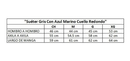 Imagen 5 de 5 de Suéter Gris Con Azul Marino Cuello Redondo