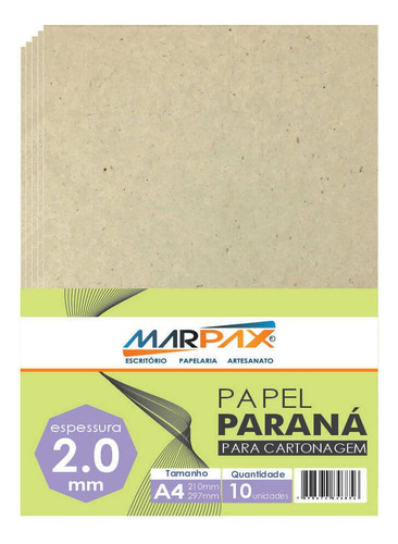 Papel Paraná Para Cartonagem Marpax 2,0mm A4 210x297mm 10un