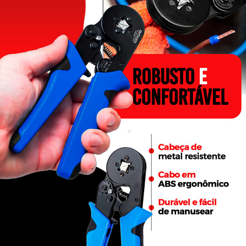 Alicate Crimpar Prensa Terminal Tubular Ilhós 0,25 Até 10mm