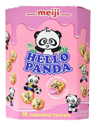 Meiji Hello Panda Family Pack Galletas De Fresa, 9.1 Onzas (