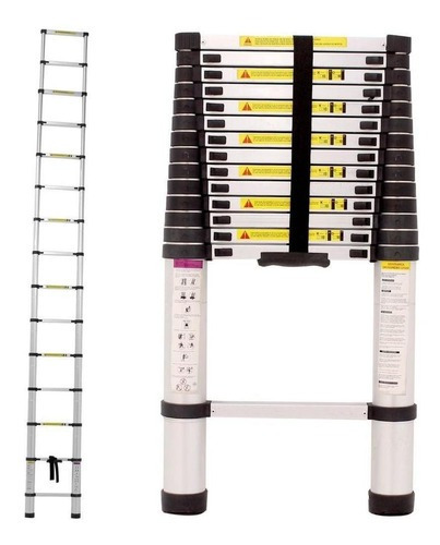 Escada Telescópica Reta Alumínio 16 Degraus 5m Reta