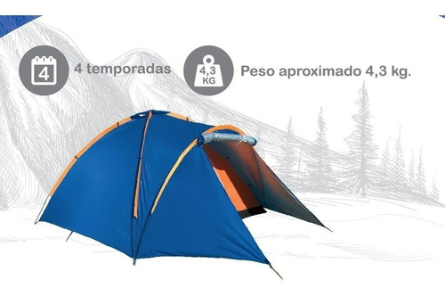 Imagen 2 de 10 de Carpa Spinit Adventure Iv 4 Personas Camping Impermeable