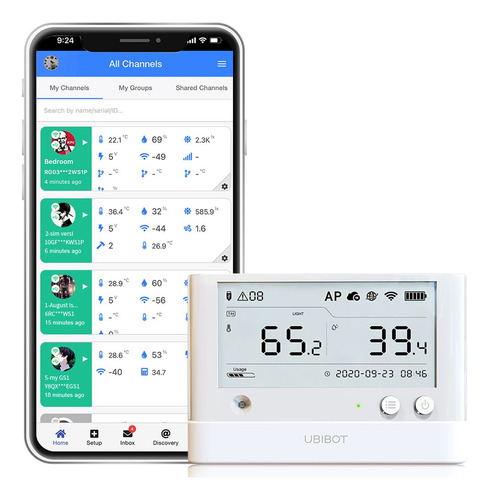 Termohigrometro Datalogger Ubibot Ws1pro Wifi Pantalla Lcd 