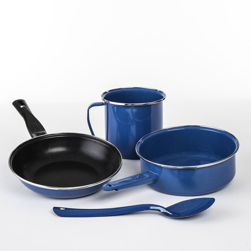 Imagen 4 de 7 de Batería De Cocina Cinsa 9 Piezas Color Azul Grafito