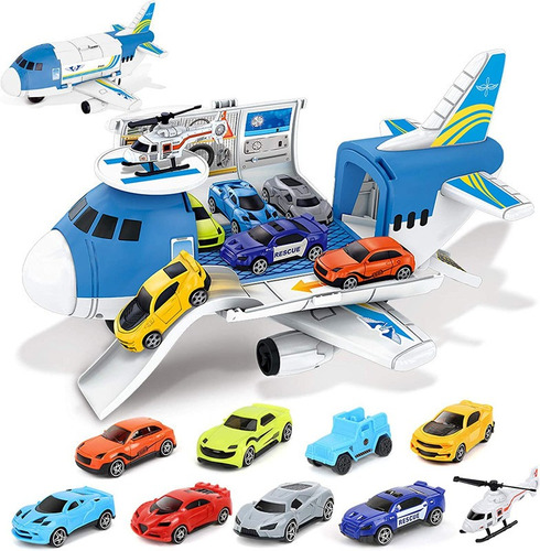 Juguetes De Avión Con 8 Autos Deportivos Y 1helicóptero Niño