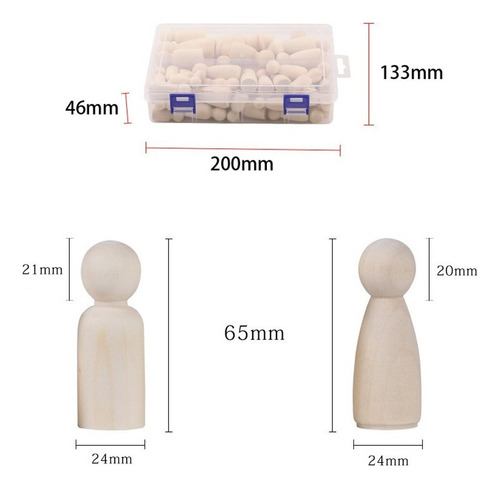 . 55 Piezas Muñecas De Clavija De Madera Sin Pintar Regalos