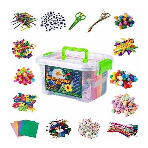 Jumbo Arts Crafts Kit Caja 2000 Piezas Pompones Palos M...