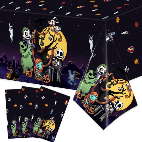 3 Pcs Nightmare Before Xmas Halloween Party Tablecloths Cart