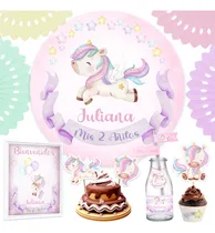 Comprar Kit Imprimible Unicornio + Banner Circular Fondo Mesa Dulce