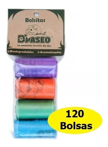 120 Bolsas Biodegradables Popó Perro De Paseo Poop Bags