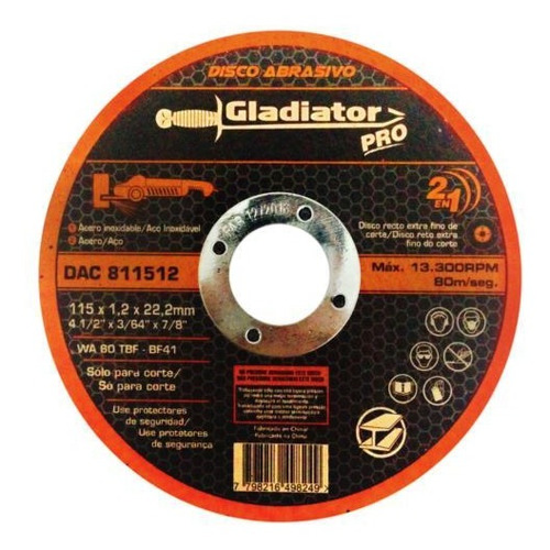 Disco Abrasivo De Corte Acero/acero Inox Gladiator- Ynter In