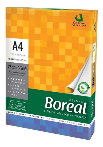 Resma Boreal A4 75g - 500 Hojas - Gustore Burzaco