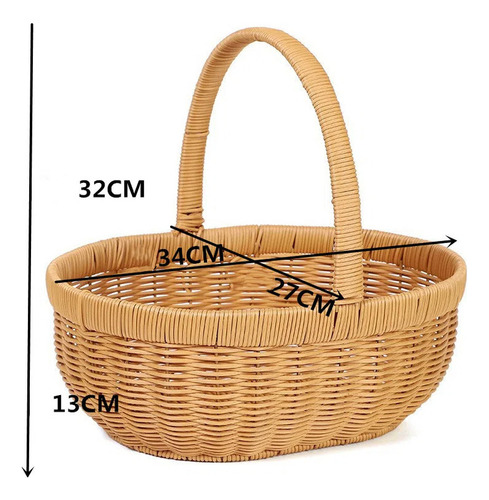 Canasta Grande De Ratán Artificial Para Compras Y Picnic