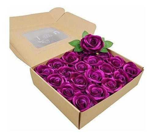 Rosas Artificiales Realistas Con Tallo X 20 U  Morado 