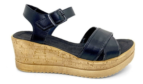 Sandalia Corcho Zapato Mujer Taco Chino Cuero Plataforma 