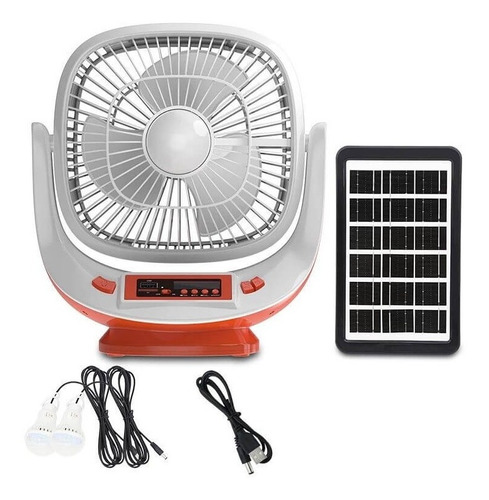 Ventilador Recargable Solar Con Lamparas Fm Usb Parlante Bt