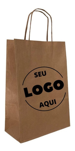 100 Sacola Personalizada Papel Seu Logo  34x23x11,5 Grande