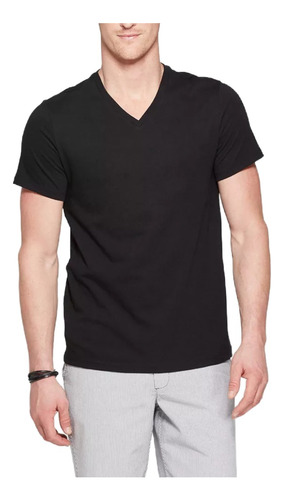 Playera Manga Corta Hombre 100% Algodon Slim Fit Cuello V