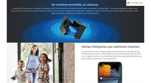 Imagen 3 de 9 de Ezviz Bc2 Ip Wifi Sd Interior A Bateria Con Audio Mini Espia