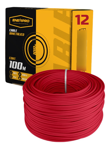 Cable Eléctrico Thw Bimetalico Calibre #12  Rojo