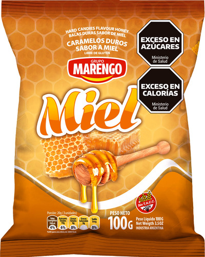 Golosina Caramelos Duros Sabor Miel Marengo  6 Paq X 100 G