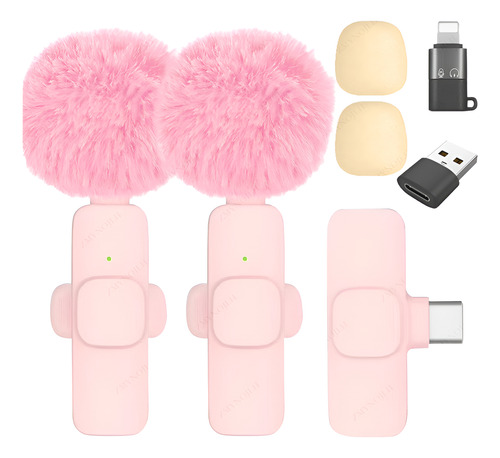 Micrófono Lavalier Inalámbrico Rosa iPhone, Android
