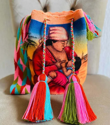 Mochila Wayuu Tradicional Pintada A Mano. Cuotas sin inter s