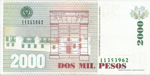 Colombia 2000 Pesos 6 Enero 1998