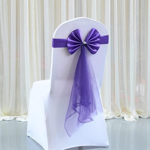 10 Lazos De Satén Morado Para Sillas Para Recepción De Bodas