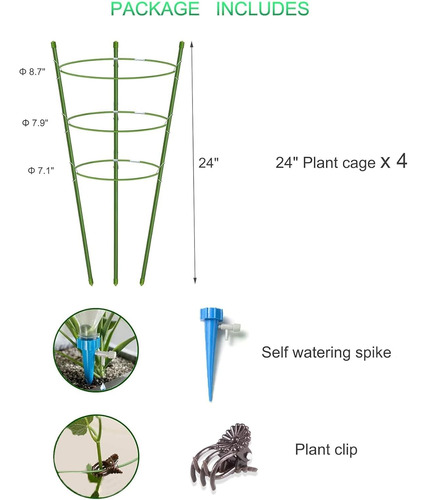 Paquete De 4 Jaulas Para Tomates Con Soporte Para Plantas...