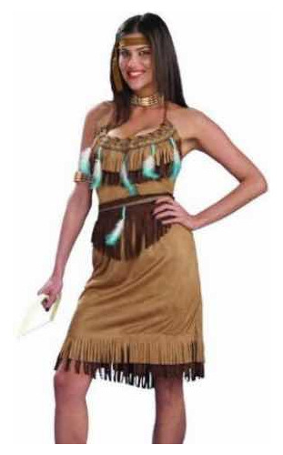 Disfraz Vestido Indígena Aborigen Norteamericana+ Accesorios